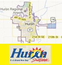 Map of Huron, South Dakota