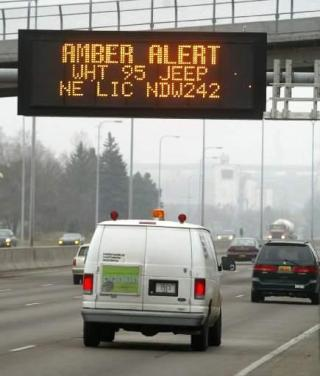 Amber Alert on I-80 Electronic Message Board